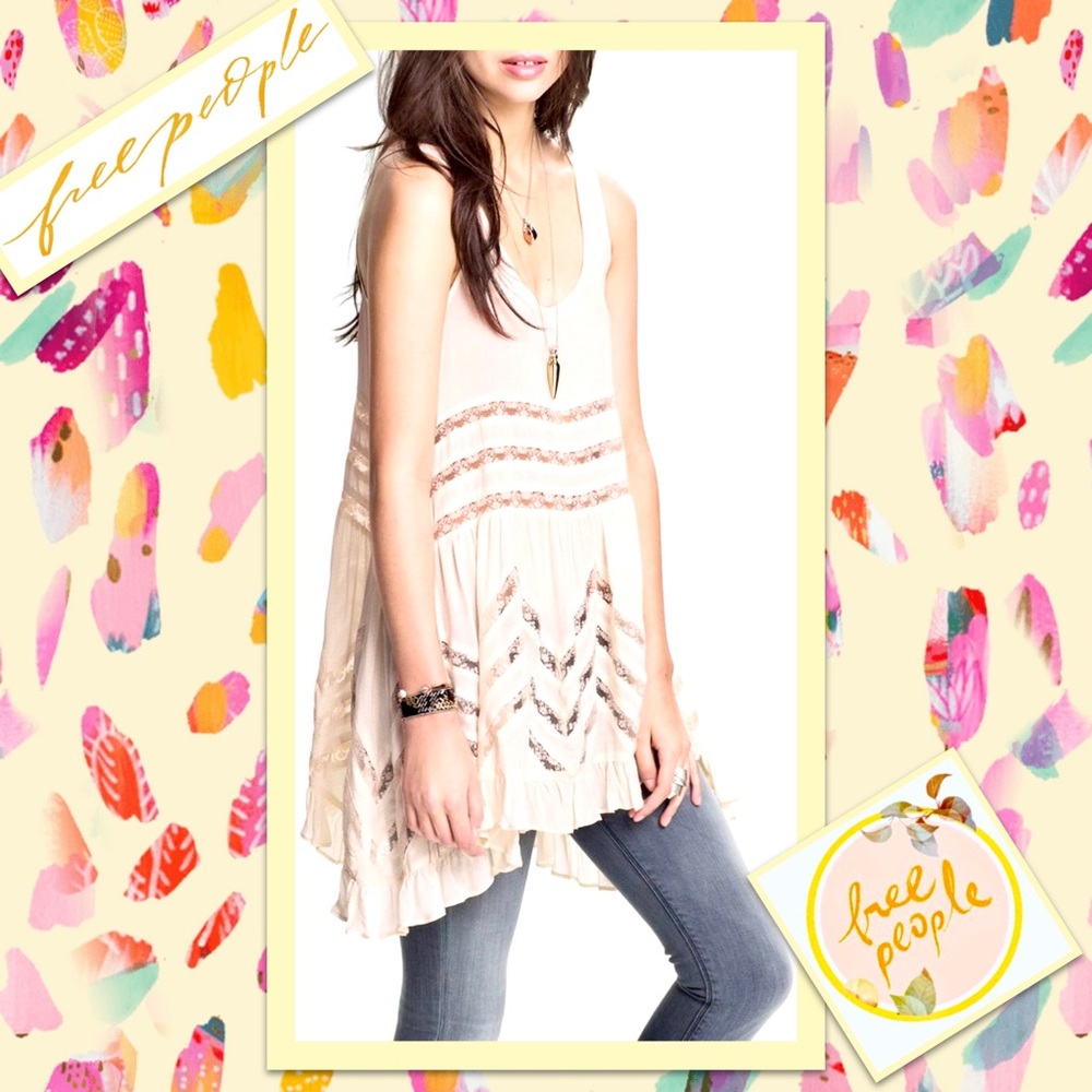 Free People Voile and Lace Trapeze Slip Dress in Tea Combo (Cream) - Picture 9 of 12